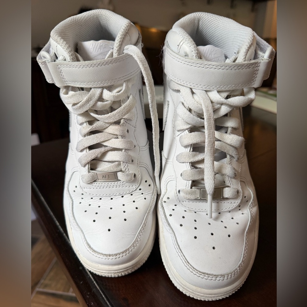 Nike Air Force One Mid Rise. White. Size 6. Gently Worn. $60